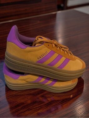 adidas Gazelle Women’s Sneakers in Mustard & Purple